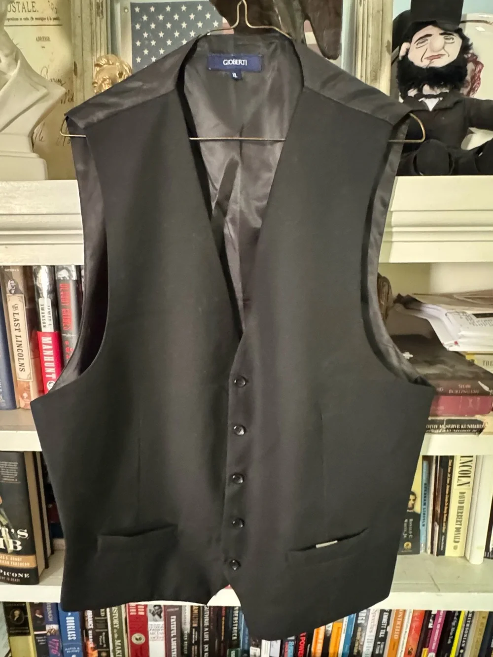 Gioberti Men’s XL Formal Vest Pair: Black + Gray 5-Button Adjustable:1=$18/2=$30